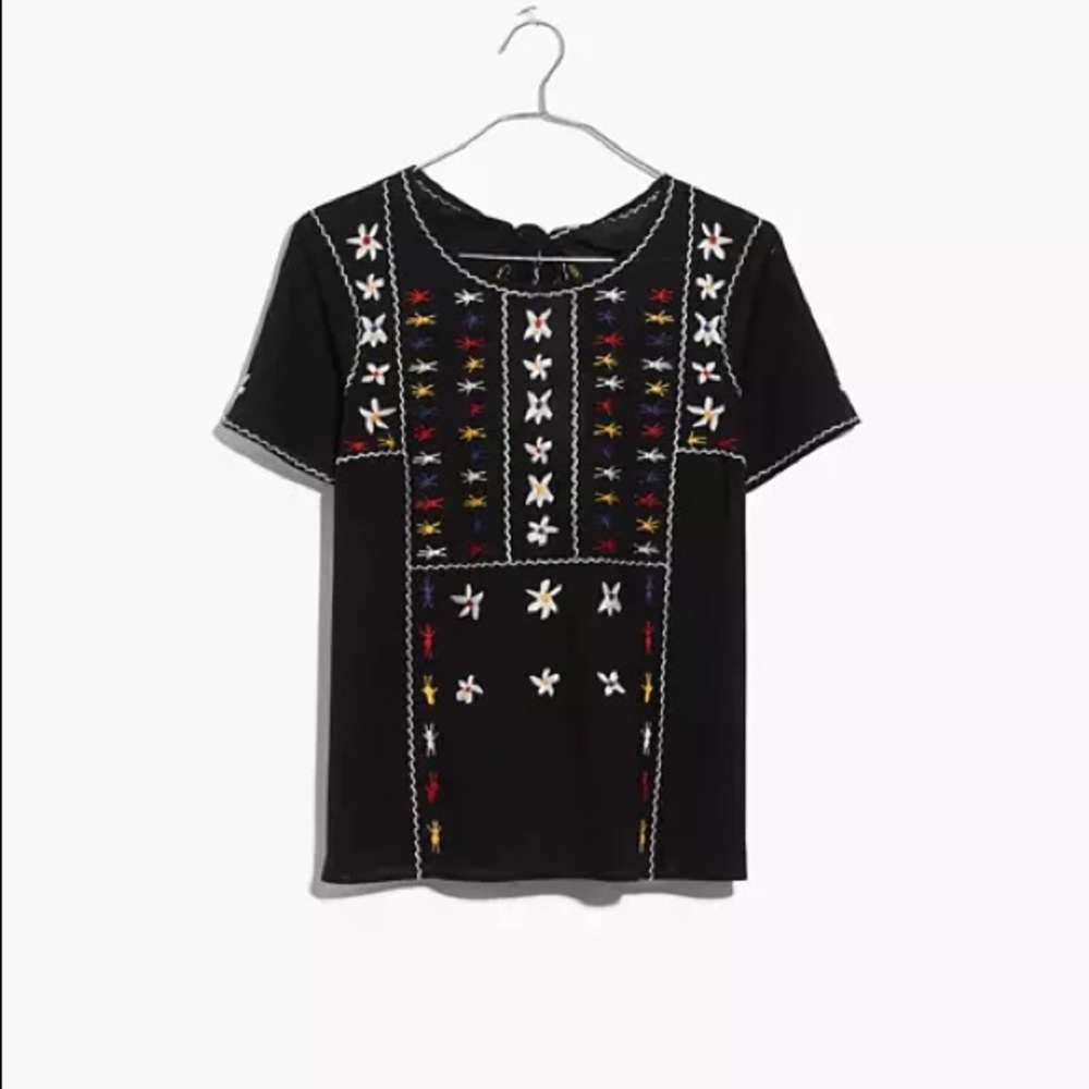 Madewell Embroidered Tie-Back Cutout Top